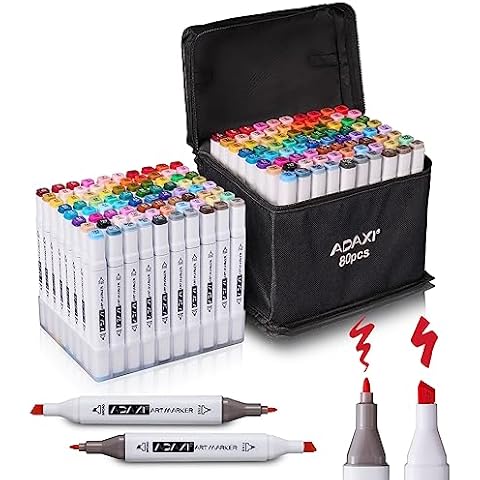 ADAXI 30 Colors Skin Tone Markers Dual Tip Marker Set, Alcohol Based Art Markers Artist Permanent Sketch Manga Marker Pens Whit Upgraded Case for