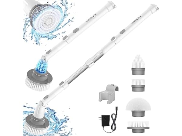 Electric Spin Scrubber, 2023 New Cordless Voice Prompt Shower Cleaning  Brush with 8 Replaceable Brush Heads, 3 Adjustable Speeds, and Adjustable
