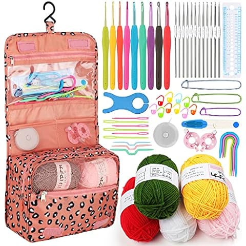 Aeelike Crochet Kit with Yarn for Beginner Adult, 68pcs All in One Starter  Set Includes 546 Yards 10pcs Acrylic Yarn Skeins Balls,Crocheting