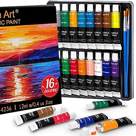 Acrylic Paint Set of 36 Colors 2fl oz 60ml Bottles with 12 Brushes,Non  Toxic Paint No Fading Rich Pigment for Kids Adults Artists Canvas Crafts  Wood Painting