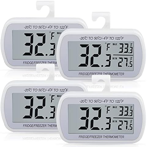 VOULOIR Waterproof Refrigerator Fridge Thermometer, Digital Freezer Room  Thermometer, Max/Min Record Function Large LCD Screen