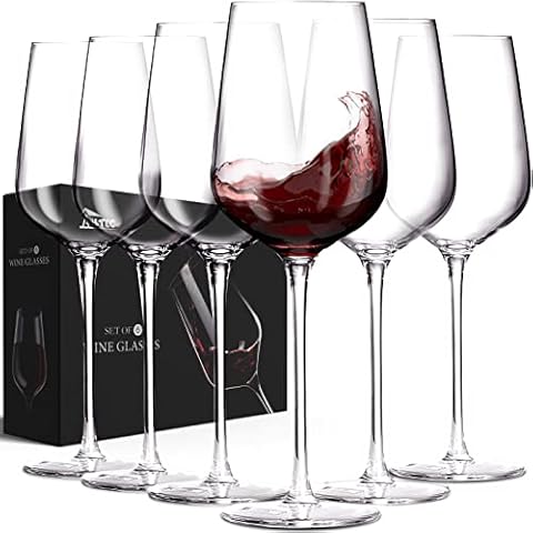 ROVSYA White Wine Glasses Set of 4- Modern Crystal Hand Blown Wine Glass-15 oz,Thin Rim,Long Stem,Perfect for Red or White,Daily Use,Unique Wedding