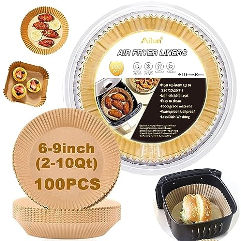 Chefman Air Fryer Liners, Disposable, Heat Resistant, 100 Pack, 5.5 inch Round Parchment Paper