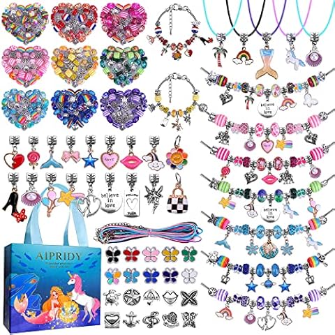 112 Pieces Girls Charm Bracelet Making Set Mermaid Crafts Gift Set Charm  Bracelet Set DIY Jewelry Making Supplies, Including Beads, Pendants,  Bracelets, Necklace Rope, Suitable For Teenage Girls. 