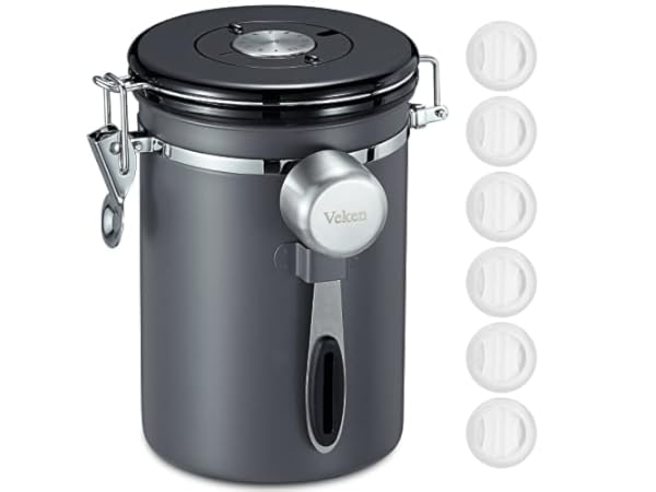 Oggi Stainless Steel Coffee Canister - Warm Gray - 62 oz