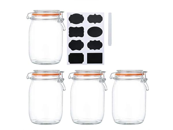  CHEFSTORY 50oz Airtight Glass Jars with Lids, 3 PCS Food  Storage Canister for Kitchen & Pantry Organization and Storage, Square  Mason Jar Containers for Storing Sugar, Flour, Cereal,Coffee,Cookies : Home  