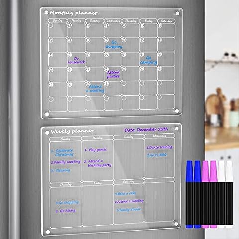 Small Desktop White Board with Weekly Planner 10x10 inch, Magnetic to Do List Dry Erase Board Calendar with Stand, 3 Markers, 4 Magnets, Eraser 