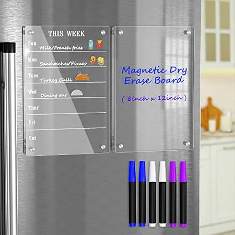 Dry Erase Magnetic Menu for Refrigerator A4 Size 8.5x12 inch Weekly Meal Planner