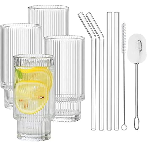 ALINK 12-Pack Reusable Hard Plastic Clear Straws, 10.5 inch Tumbler Straws  with Cleaning Brush 10.5 Inch (Pack of 12)