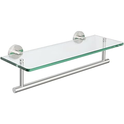 HouseMila Bathroom Shelf, 2 Tier Glass Bathroom Wall Shelf with