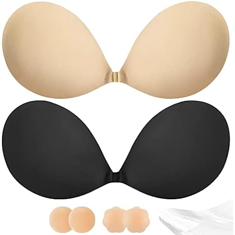 Adhesive Bra Sticky Bra Push Up 2 Pairs, Invisible Silicone Bra,Backless  Strapless Bra For Large Breasts