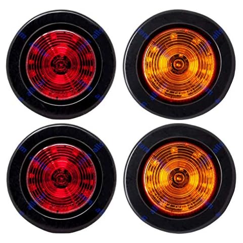  [ALL STAR TRUCK PARTS] 3 Inch Round DOT-SAE Amber/Red High  Visibility Reflective Strong Stick-On Prism Reflector Weatherproof Trailer  Camper RV Flatbed Fender Property Boat Marine (Red, Qty 4) : Automotive