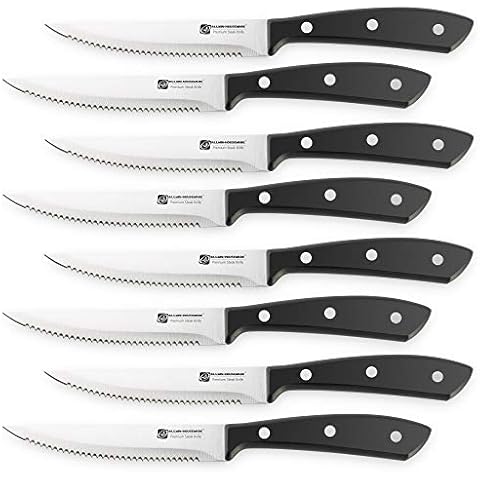 harriet Steak Knife Set, Serrated Steak Knives Set of 6, Full Tang German  Stainless Steel Steak Knives, Black