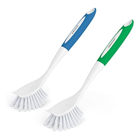 Cleaning Scrub Brush with Stiff Bristles and Comfort Grip Handle,Blue 2  Pack Heavy-Duty Household Utility Scrubber for Kitchen, Bathroom, Shower,  Sink, Toilet 