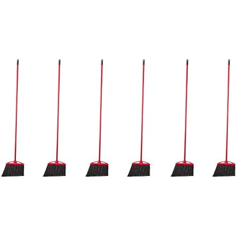 Libman Commercial 997 Wide Commercial Angle Broom, 55 inch Length, 15 inch Width, Black/Red (Pack of 6)