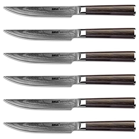 Amefa Chuletero Steak Knives, Set Of 6, Hardened Stainless Steel, Hammered  Ergonomic Handle Design, Micro Serrated Edge 4 Inch Blade Steak Knife :  Target