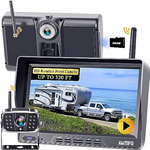 AMTIFO Wireless Backup Camera Car Truck HD 1080P 7 Inch Monitor Easy  Install Rear View Camera System 2 Channels Color Night Vision A19 