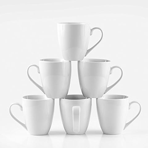 Amuse- Professional Gourmet White Mugs- Set of 6 (Pure White- 11 oz)
