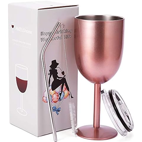 2pcs Premium Grade Stainless Steel Wine Glasses, Double-walled Insulated  Unbreakable Goblets Stemmed Wine Glass Bpa-free Leak-resistant Lid For Red  Wh