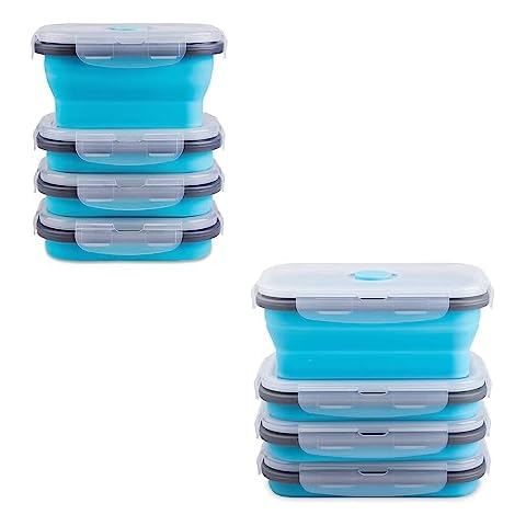 Collapsible Food Storage Containers with Airtight Lid & Air Vent, 40.5 oz,  Kitchen Stacking Silicone Collapsible Meal Prep Container Set for Leftover