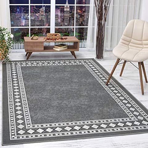 Alfombras Non-Skid 5x7 Rubber Backing Moroccan Geometric Low Profile Pile  Rug