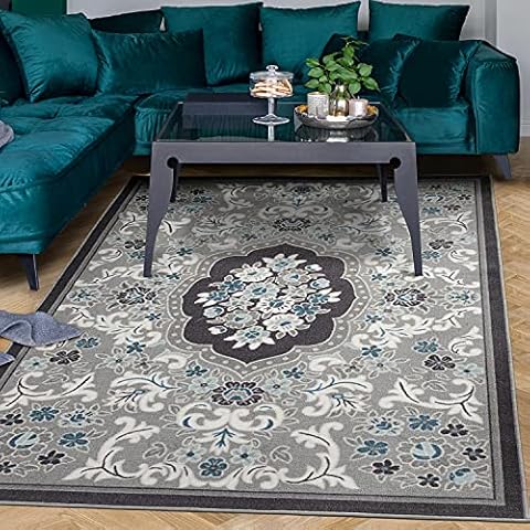 Alfombras Non-Skid 5x7 Rubber Backing Moroccan Geometric Low Profile Pile  Rug