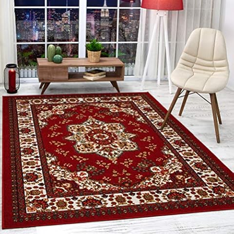 Alfombras Non-Skid 5x7 Rubber Backing Moroccan Geometric Low Profile Pile  Rug