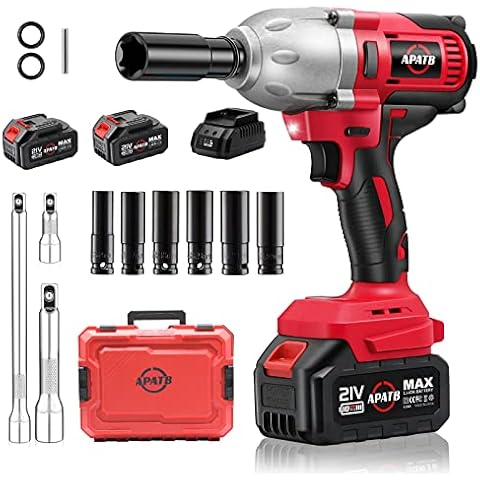 AOTE-PITT 20V 370 Ft-lbs Brushless Impact Wrench Kit, 1/2 Inch Cordless  Electric Impact Gun, High Torque 3,400 IPM Impact Driver with 6 P