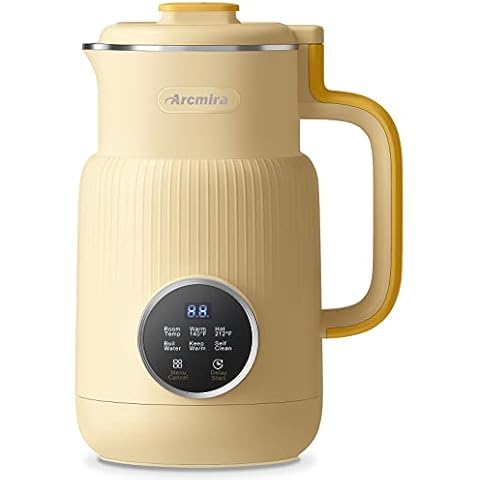 Beeze Automatic Nut Milk Maker Machine - Make Almond, Soy, Oat, Cashew, Coconut Milk - Glass Blender, Built in Strainer, Smart Touch, 12-Hour Delay