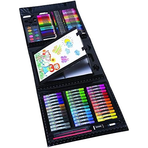 Kids 179 Piece Artist Box Set, Double Sided Trifold Easel Art Set Paints,  Pastels, Crayons, Pencils, Paper and More With Carrying Case 