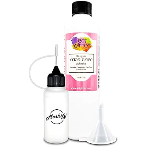 Art Glitter Glue - 4oz with Ultra Fine Metal Tip - Designer Dries Clear  Adhesive - Bundled with Moshify 20mL Applicator Bottle and Funnel :  : Home