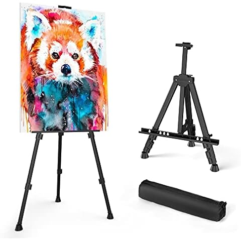 STARHOO Display Easel Stand for Wedding Sign & Poster 63'' Portable Art Easel for Floor Adjustable Metal Easel Black