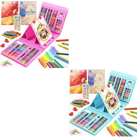 VigorFun Art Supplies, 240-Piece Drawing Art Kit, Gifts Art Set Case with  Double Sided Trifold Easel, Includes Sketch Pads, Oil Pastels, Crayons