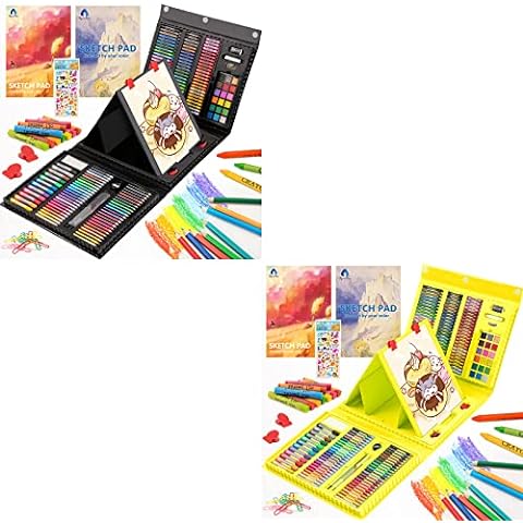 VigorFun Art Kit, Drawing Painting Art Supplies for Kids Girls Boys Teens,  Gifts Art Set Case Includes Oil Pastels, Crayons, Colored Pencils,  Watercolor Cakes (Blue)