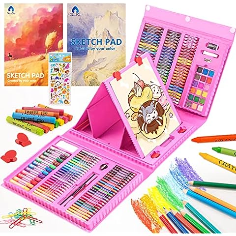 iBayam Art Supplies, 150-Pack Deluxe Wooden Art Set Crafts Drawing Painting  Kit with 1 Coloring Book, 2 Sketch Pads, Creative Gift Box for Adults  Artist Beginners Kids Girls Boys