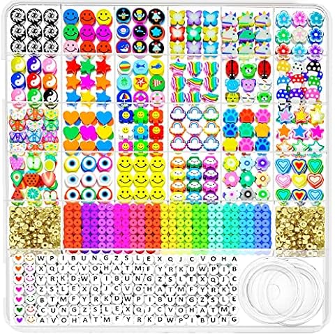 5342 PCS Clay Beads Bracelet Making Kit, 24 Colors Flat Heishi Beads for  Jewelry
