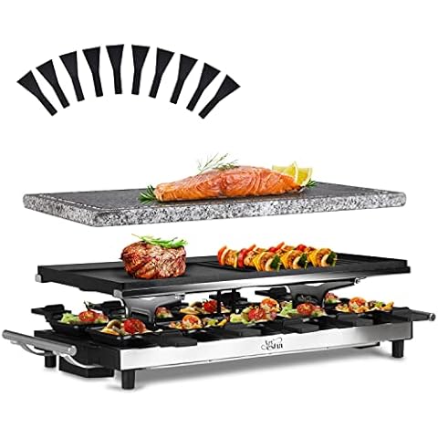 Electric Griddle Grill Raclette Table Grill Korean BBQ Indoor Outdoor  Smokeless Nonstick Dishwasher Safe 1400W Reversible 2-In-1 with Cheese 8  Paddles 8 Spatulas 