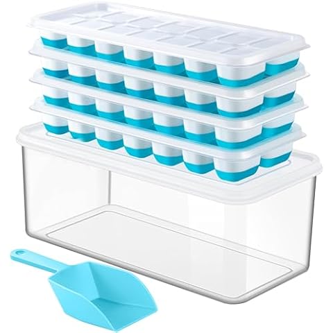 ARTLEO Round Ice Cube Tray with Lid and Bin for Freezer