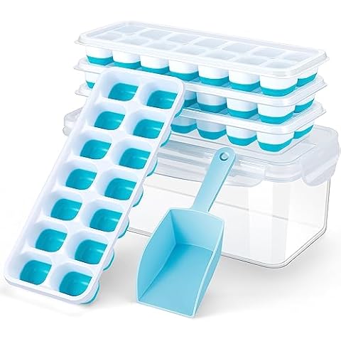 ARTLEO Ice Cube Tray with Lid and Bin, Upgrade Easy Release