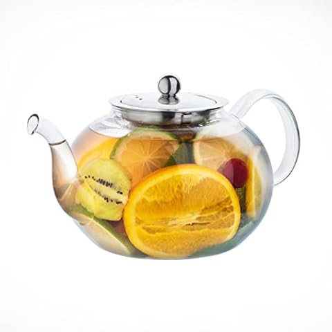 Aserson 1100 ml/37 oz Glass Teapot, Heat Resistant, Stainless