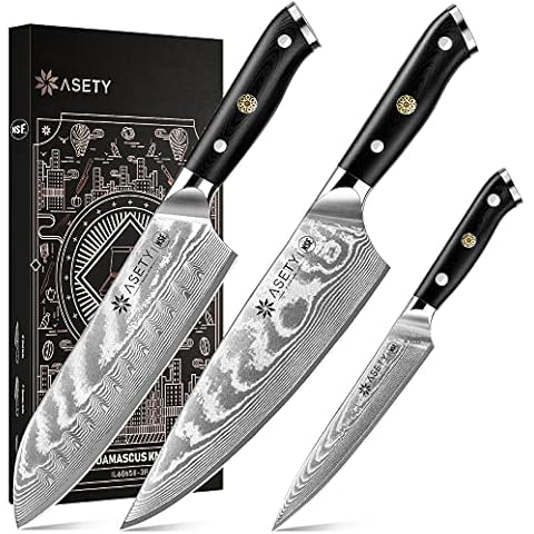 Brewin CHEFILOSOPHI Chef Knife Set 5 PCS with Elegant Red Pakkawood Handle  Er