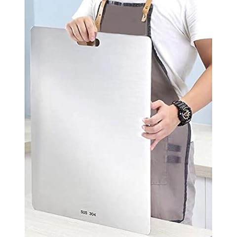 Large Non-SlipLShape Pastry Board Stainless Steel Chopping Board