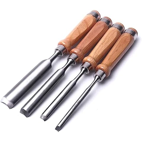 GREBSTK 4-piece Wood Chisel Set: Durable CR-V Steel Chisels With Beech  Handles, Ideal for Woodworking. Includes Oxford Bag 