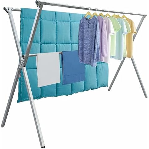Sillars Clothes Drying Rack, 79 inches Laundry Drying Rack Clothing  Foldable & Collapsible Stainless Steel Heavy Duty Clothing Drying Rack with