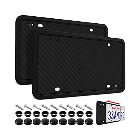 BLVD-LPF OBEY YOUR LUXURY Carbon Fiber License Plate Frame w/Glossy Finish  - [Pack of 2] Plastic, Front & Rear Number Plate Frame w/Fasteners, Screws