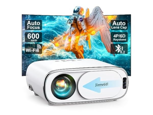  [Auto Focus] Projector with WiFi 6 and Bluetooth 5.2, 480 ANSI  Projector 4K, WiMiUS P62 Native 1080P Outdoor Movie Projector, Auto 6D  Keystone & 50% Zoom, Smart Home Projector for Phone/PC/TV