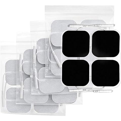 Lotfancy Tens Unit Pads, 40pcs Round Electrodes Pads, 1.25 Reusable Carbon Electrotherapy Pads for EMS Muscle Stimulator, with 2.0 mm Pigtail Connectors