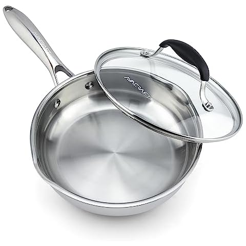 AVACRAFT Nonstick Saucepan with Glass Lid, Strainer Lid, 100% PTFE, PF