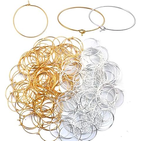  BronaGrand 100 Pieces Gold Wine Glass Charm Rings Earring Hoops  25mm : Arts, Crafts & Sewing