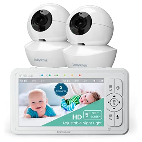 Video Baby Monitor with Camera and Audio, 3.2Inch LCD Display, Infrared  Night Vision, Two-Way Audio and Room Temperature Monitoring,Lullaby,Sound  Activated Screen White 8.65 x 3.23 x 6.69 inch HB32